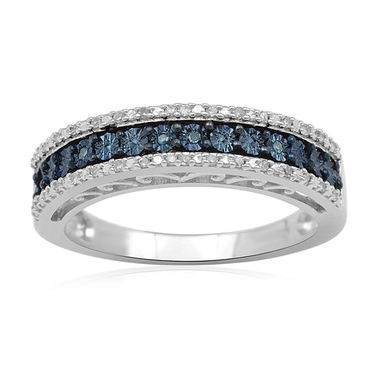 Blue and White Diamonds Anniversary Band