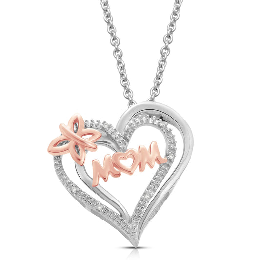 Natural White Diamonds Mom Heart Pendant