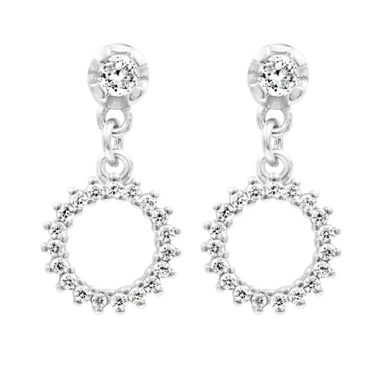 Charm Shine Silver Drop Stud (Silver) Earrings