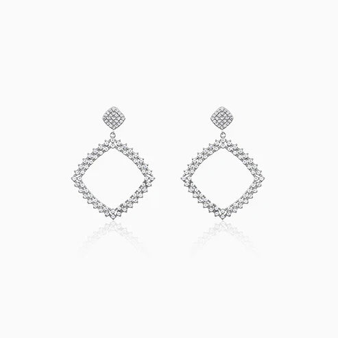 Silver Geometry Drop Earrings