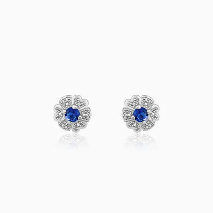 Silver Royal Blue Bloom Studs (Silver) Earrings