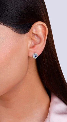 Silver Royal Blue Bloom Studs (Silver) Earrings