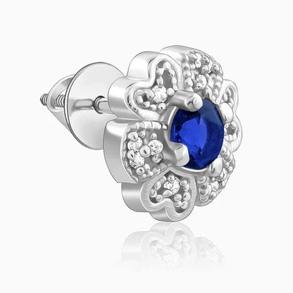 Silver Royal Blue Bloom Studs (Silver) Earrings