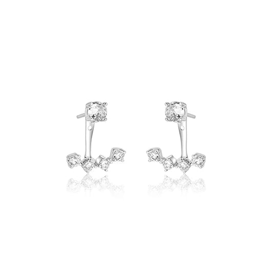 Silver Zircon Jacket Earrings