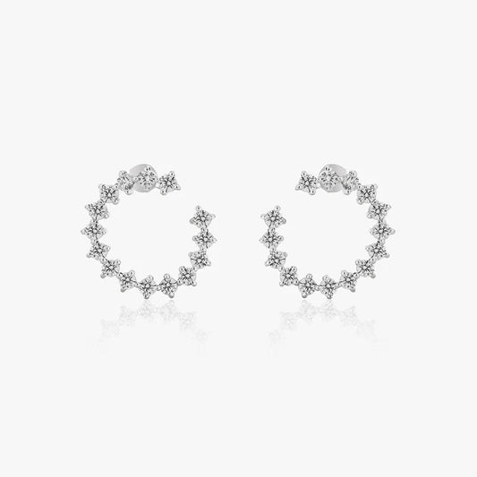 Statement Silver Zircon Studs (Silver) Earrings