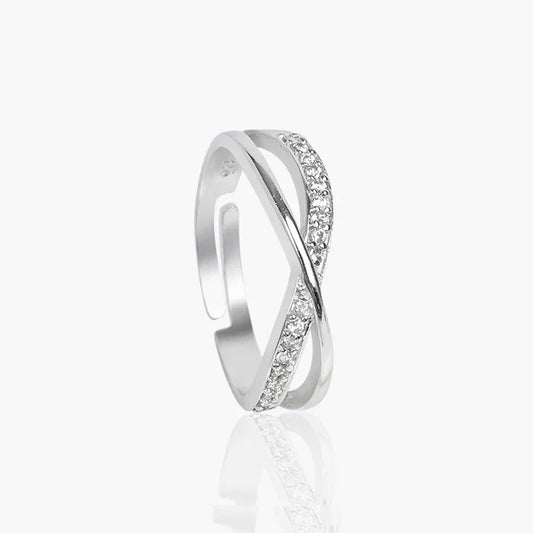 Silver Minimal Studded Zircon Ring