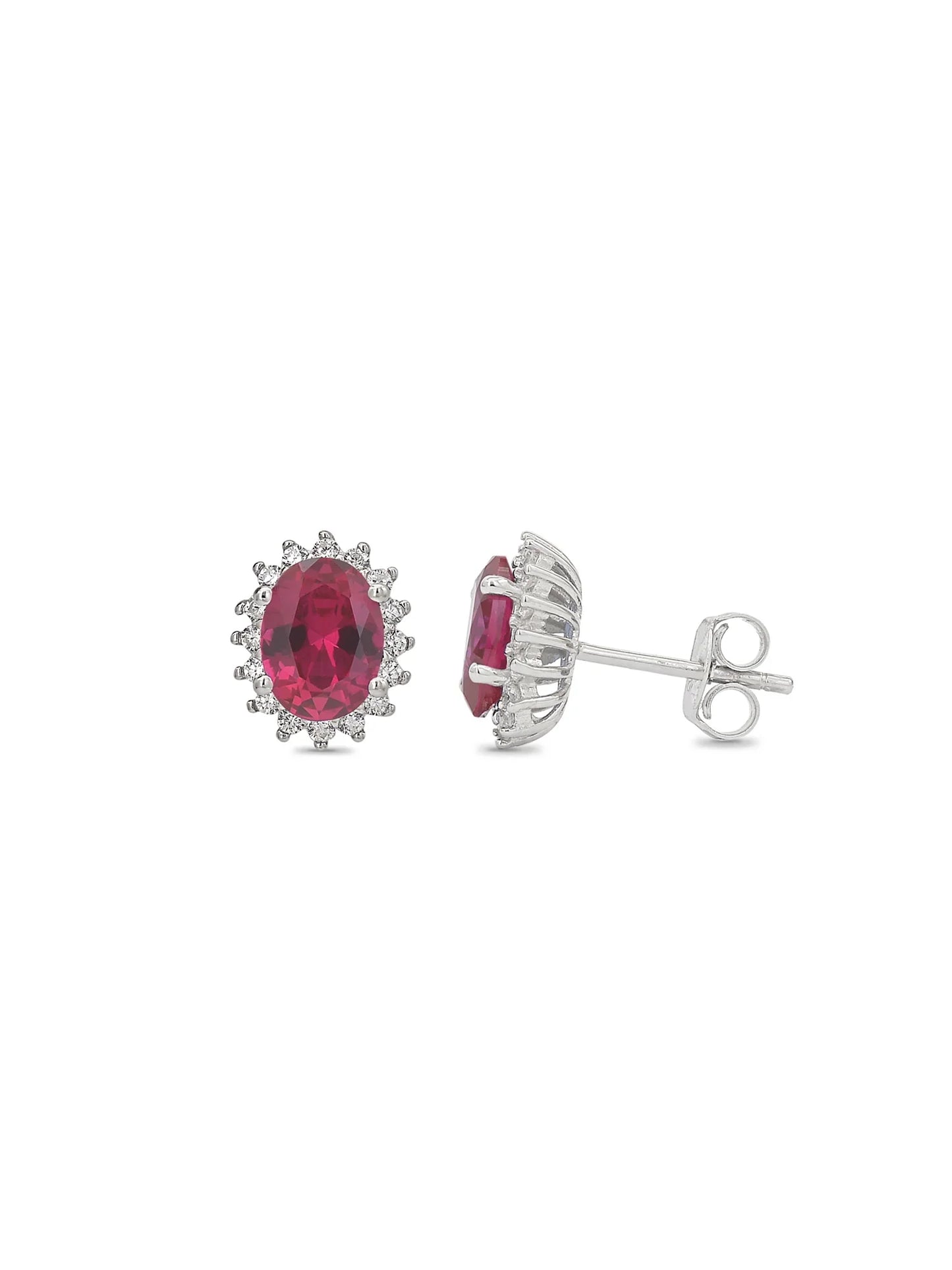 Dressy Shimmering Ruby Studs In Silver