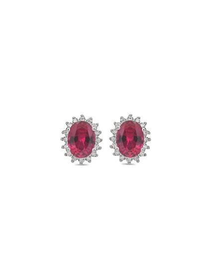 Dressy Shimmering Ruby Studs In Silver