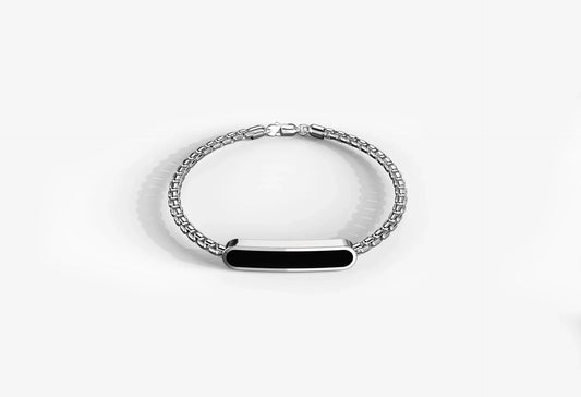 Aster Men's Bracelet in 925 Sterling Silver with Black Onyx