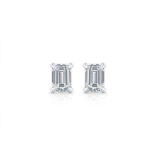 Chelsea Lab Diamond Emerald Studs (Silver)