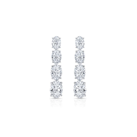 High Jewelry | Oval Cut Drop (Silver) Earrings