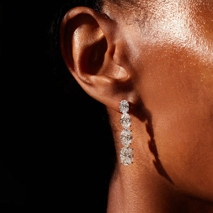 High Jewelry | Oval Cut Drop (Silver) Earrings