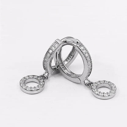 Attractive Circle Zircon Silver Earring